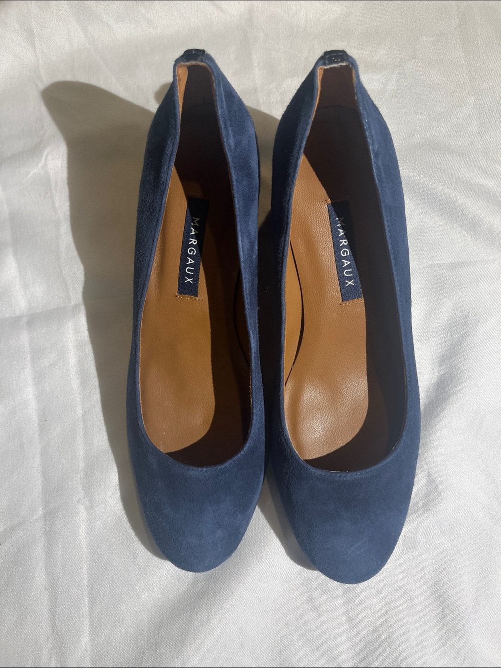 Margaux Navy Suede Round-Toe Pumps